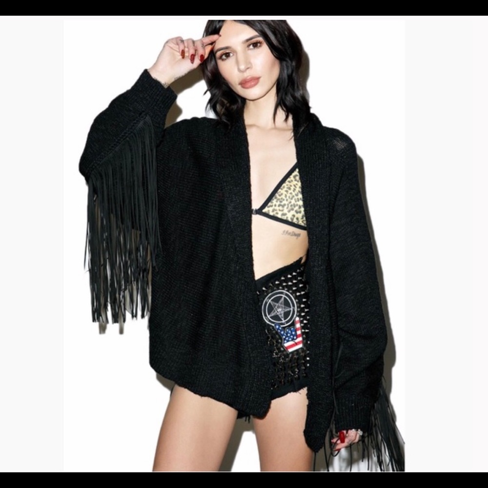 Wildfox black fringe jacket/sweater